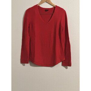 Talbots Women’s Red Pullover Sweater Long Sleeve V Neck Cotton Blend Size Small